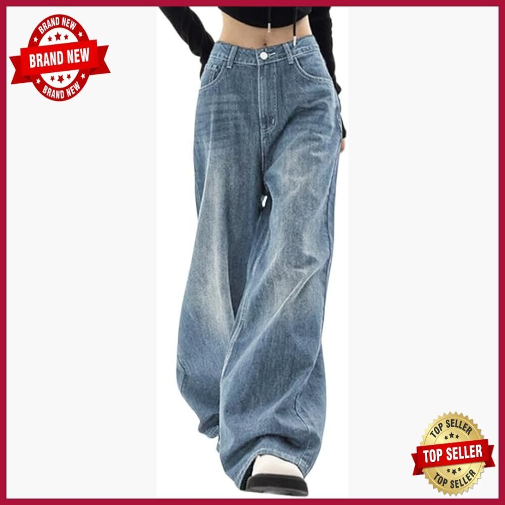 Wide Leg Boyfriend Jeans High Waist Baggy Denim Trousers Vintage Streetwear